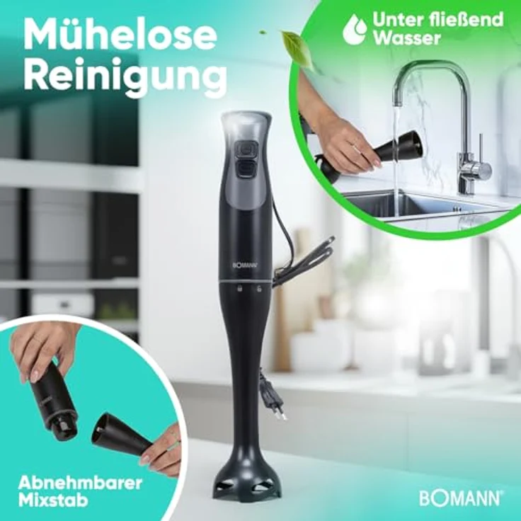 BOMANN Stabmixer SM 6081 CB, Edelstahl-Stabmixer mit 350 W, Turbo-Mode für Smoothies und Babynahrung – Bild 4