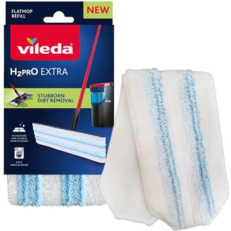 Vileda H2PrO Bodenwischer Ersatzbezug, Mikrofaser Bezug für alle Hartböden, entfernt hartnäckigen Schmutz, maschinenwaschbar, 1er Pack – Bild 1
