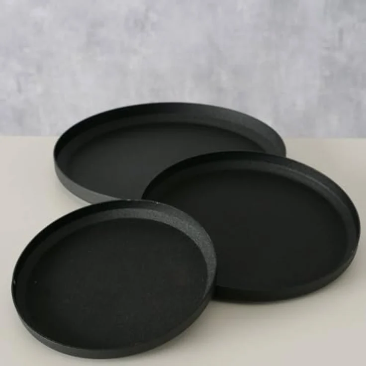 Boltze Home Untersetzer für Kerzen MIO, 3er-Set mit mattschwarzem Design und unterschiedlichen Durchmessern (10 cm und 15 cm) – Bild 3