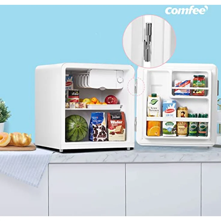 Comfee RCD50WH1RT(E) Mini-Kühlschrank/Retro Kühlschrank / 47L Kühlbox / 50 cm Höhe / 100 kWh/Jahr/Einstellbare Temperaturregelung/Verstellbare Standfüße/Weiß – Bild 4