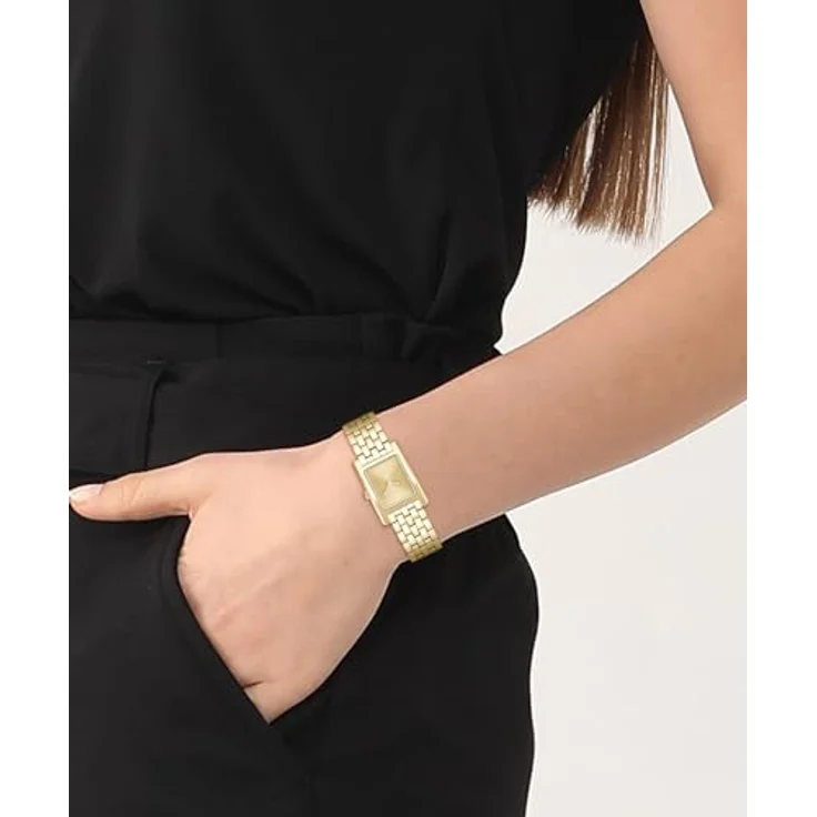 BOSS Analog Quarzuhr für Damen Kollektion Lucy mit Gelbgoldfarbenes Edelstahlarmband - Zeitloses Tank-Design, Gelbgoldenes Sonnenstrahlen-Zifferblatt, Wasserabweisend bis 3 bar – Bild 4