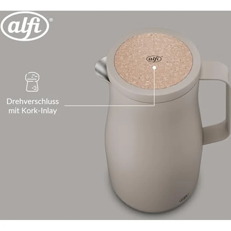 Alfi Isolierkanne Studio Tea, 1 L, beige, doppelwandig, BPA-frei, Vakuum, lebensmittelecht, abnehmbarer Deckel, Schraubverschluss – Bild 4