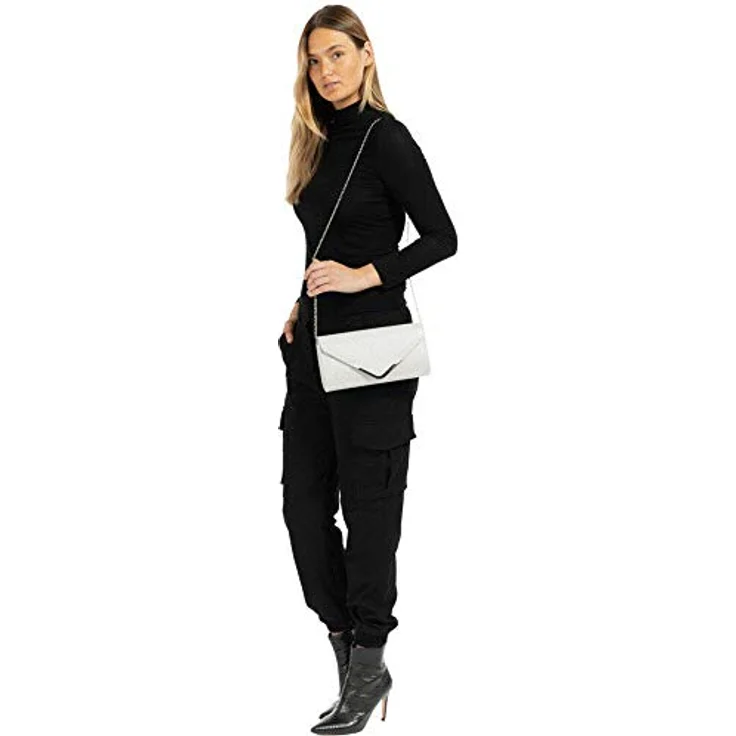 Tamaris Amalia Clutch Bag, geräumige Clutch in White Metallic mit abnehmbarer Kette, 26x14x5,5 cm – Bild 2