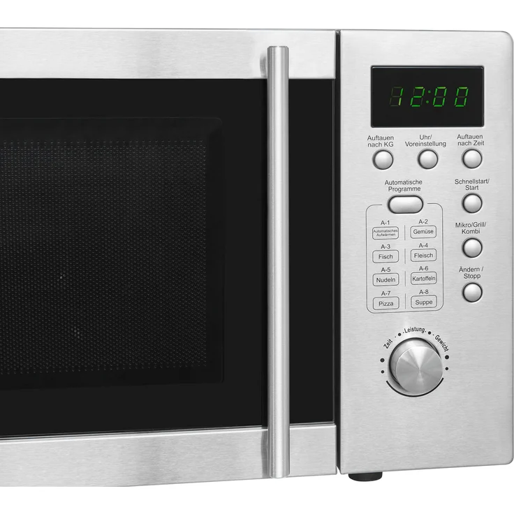 Exquisit UMW 800 G-3.1 Mikrowelle mit Grill, 20 Liter Garraum, Inox, Standgerät, 800 Watt, Unterbau-Mikrowelle, Edelstahl – Bild 5