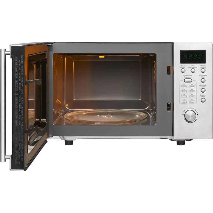 Exquisit UMW 800 G-3.1 Mikrowelle mit Grill, 20 Liter Garraum, Inox, Standgerät, 800 Watt, Unterbau-Mikrowelle, Edelstahl – Bild 4