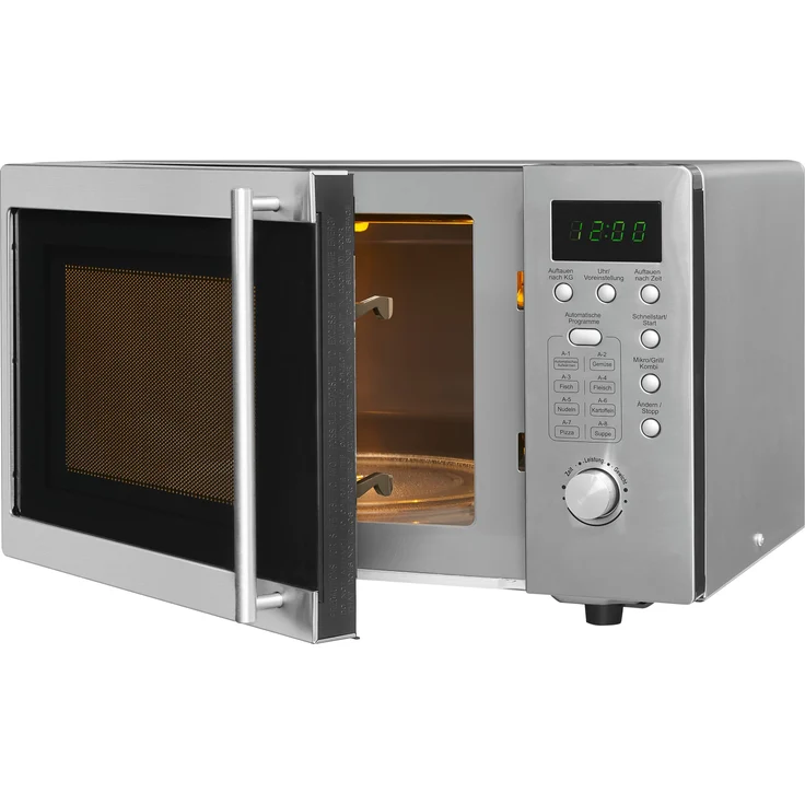 Exquisit UMW 800 G-3.1 Mikrowelle mit Grill, 20 Liter Garraum, Inox, Standgerät, 800 Watt, Unterbau-Mikrowelle, Edelstahl – Bild 2