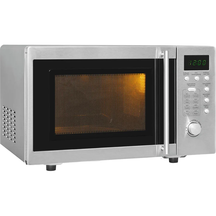 Exquisit UMW 800 G-3.1 Mikrowelle mit Grill, 20 Liter Garraum, Inox, Standgerät, 800 Watt, Unterbau-Mikrowelle, Edelstahl – Bild 1