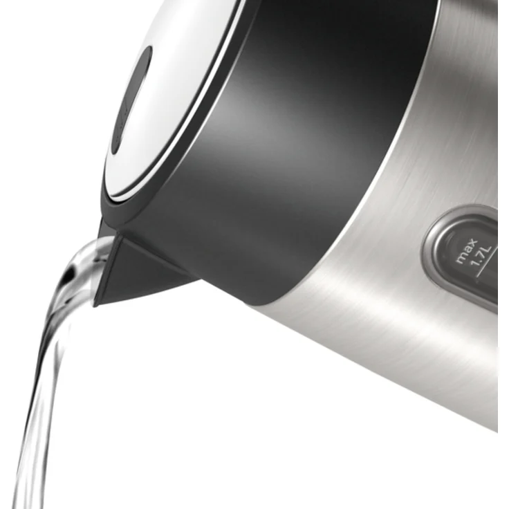 Bosch TWK4P440 DesignLine kabelloser Wasserkocher, Ausgießen ohne Spritzer, Tassenanzeige, Wasserstandsanzeige, Überhitzungsschutz, 1,7 L, 2400 W, Edelstahl-schwarz – Bild 5