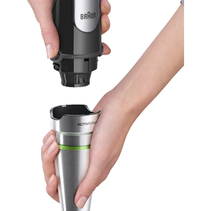 Braun Multiquick 7 MQ 7045X Stabmixer (1000 Watt, mit ActiveBlade-Technologie, Pürierstab, Schneebesen, Zerkleinerer & Standmixer, inkl. 4-teiligem Zubehör-Set) schwarz-edelstahl – Bild 3