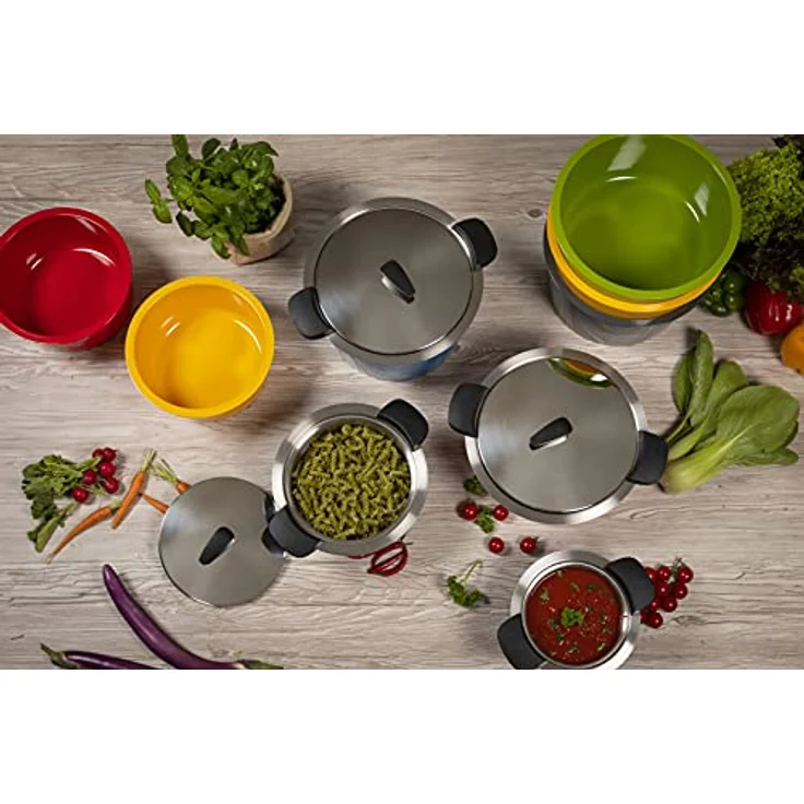 KUHN RIKON HOTPAN Kochtopf mit Deckel, Grün, 1 Liter, 14 cm, dampfgaren, warmhalten, induktionsgeeignet, Edelstahl, Stainless Steel – Bild 5