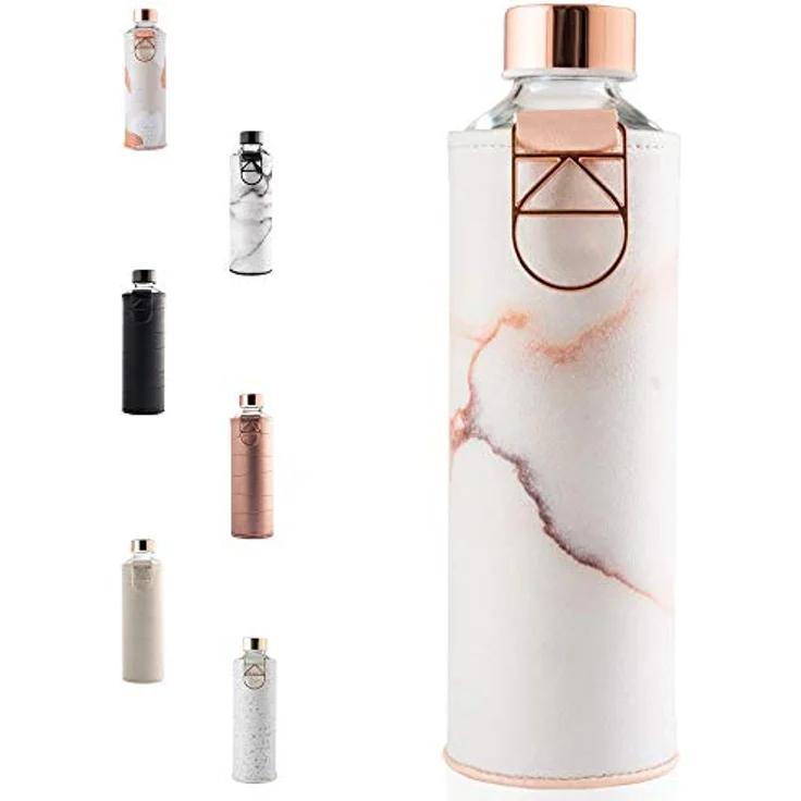 Equa Mismatch Lava Glasflasche mit Kunstlederhülle – Bild 2