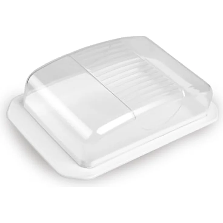 Pro Home Dekorative Butterdose - Transparent mit Deckel - Butterbox, spülmaschinenfest - BPA Frei Kunststoff - Butterschale für 250g Butter - Weiß – Bild 1