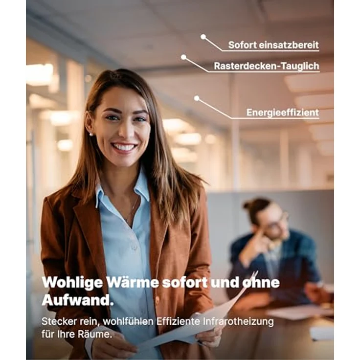 Viesta 60x60 Carbon Crystal Infrarot Wandheizung 360 W mit TH12 Thermostat, weiß, energiesparend, Überhitzungsschutz – Bild 2