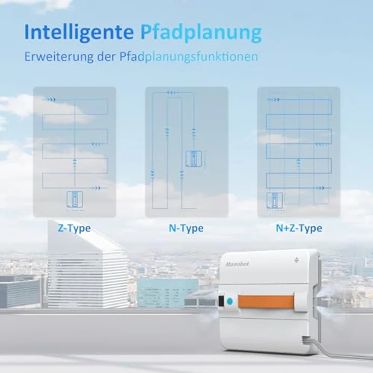 Mamibot W120-DP Fensterputzroboter, Sprühfunktion, intelligente Pfadplanung, doppelter Kreuz-Wasserstrahl, Fern- und App-Steuerung, blau – Bild 3