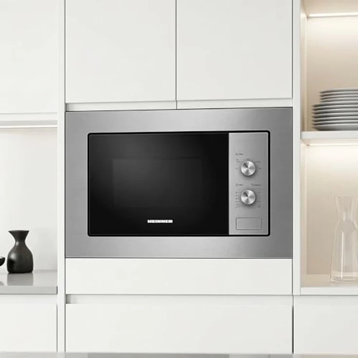 Heinner HMW-MDBI20MIX Einbau-Mikrowelle 20L, 800W, 5 Stufen, Auftauen, Schwarz/Silber – Bild 3