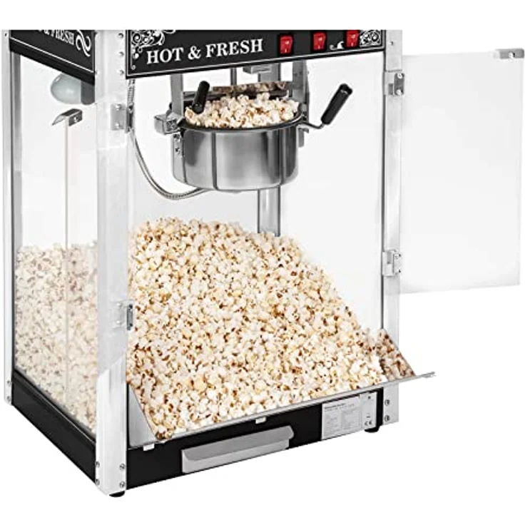 Royal Catering RCPW.16.2 Popcornmaschine retro Popcorn Maker groß Popcorn Bereiter mit Wagen Schwarz – Bild 4