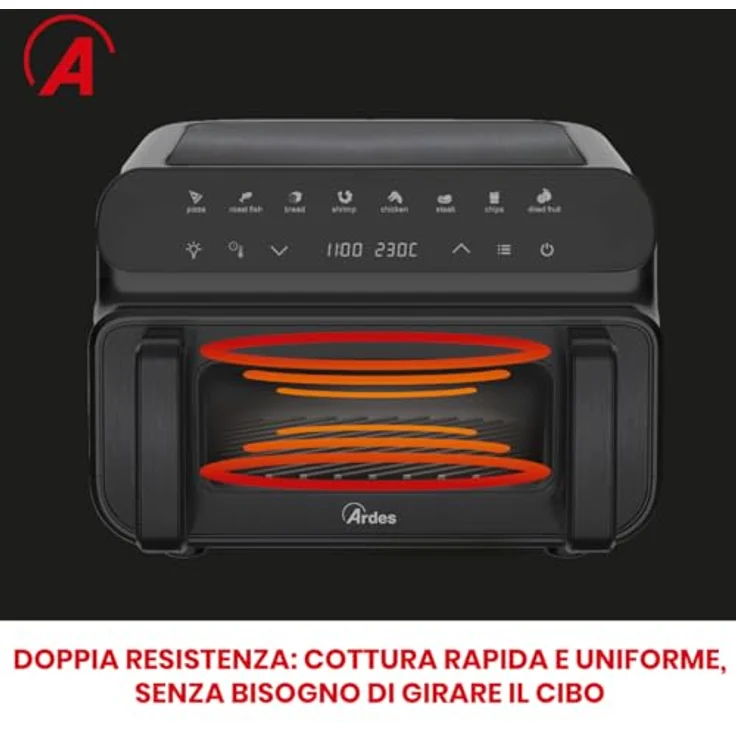 Ardes ARFRYA09GP FRYAGISANA GRILL 10L XXL Luftfritteuse und Grill BBQ, Digitalanzeige Timer, Innenbeleuchtung – Bild 3