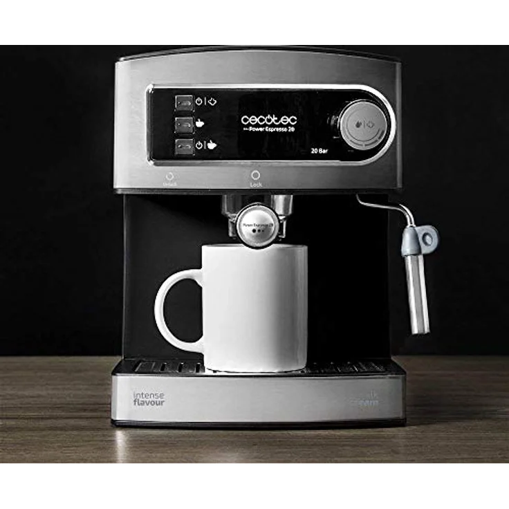 Cecotec Kaffeemaschine Power Espresso 20 .20 bar, wassertank 1,5L, Siebträger mit Doppelauslauf,für 1-2 Tassen,Milchaufschäumdüse, Tassenabstellfläche, 850 W, edelstahl – Bild 4