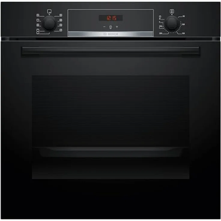 Bosch HBA514BB3, Serie 4, Einbau-Backofen 60 x 60 cm, LED-Display-Steuerung, Hydrolytische Reinigungshilfe, 3D-Heißluft, Schnellaufheizung, Schwarz