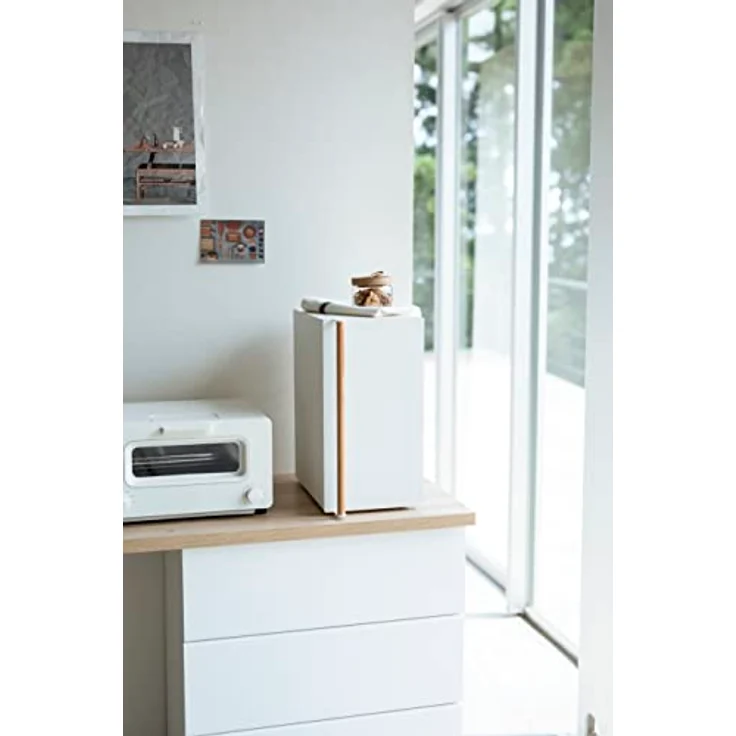YAMAZAKI TOSCA 5682 Brotkasten hoch, Stahl/Holz, Weiß, 22 x 36 x 41 cm, Slim, Space Saving, Bread Case – Bild 2