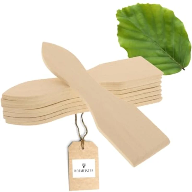 Hofmeister Holzwaren 8x Raclette-Schaber aus Holz, 13 cm, hitzebeständig, schont beschichtete Pfännchen, stabiles Zubehör, Buche – Bild 1