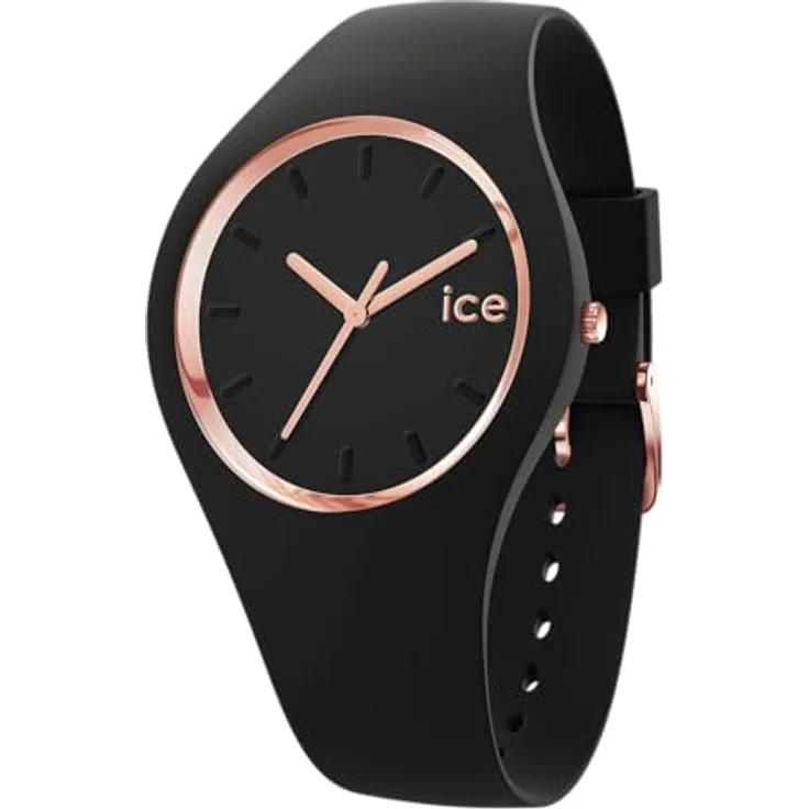 ICE-WATCH Glam Black Rose-Gold, Armbanduhr mit 37 mm Gehäusedurchmesser, schwarzem Silikonband und 10 bar wasserdicht – Bild 1