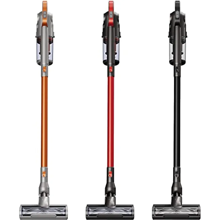 TurboTronic / 2in1 kabelloser Akku-Staubsauger Handstaubsauger/schwarz, rot, Silber/orange/beutelloser Stilstaubsauger mit Wandhalterung und LED-Licht (Schwarz)