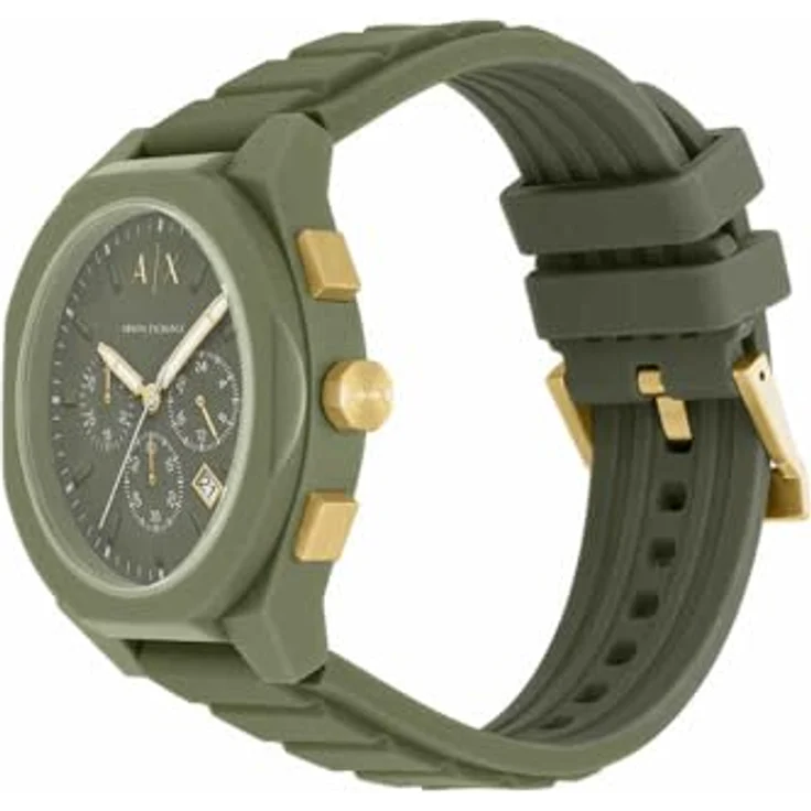 Armani Exchange Uhr für Herren, Quarz-Chronograph, 44mm Gehäusegröße, Silikonarmband, Onyx schwarz – Bild 3