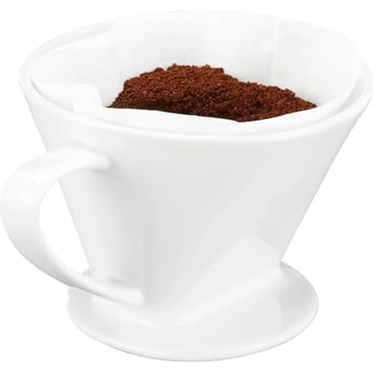 Rungassi Handfilter Kaffeefilter Gr. 4, Kaffeebereiter aus weißer Keramik für volles Aroma, Höhe 10,5 cm, Ø 14 cm – Bild 1