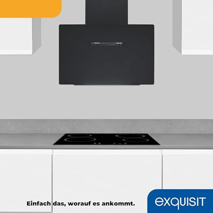Exquisit Dunstabzugshaube 60cm, Touch-Bedienung, Gestensteuerung, Metallfettfilter, LED-Beleuchtung, Abluft/ Umluft, mattschwarz – Bild 5