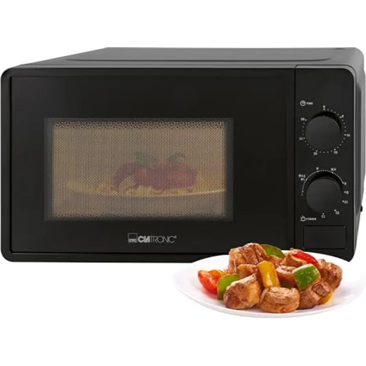 Clatronic Mikrowelle mit 20L Garraum & Grillfunktion | Microwave mit 5 Leistungsstufen & 1 Grillstufe | Microwellengerät mit 30-Min.-Timer | Microwelle mit Ø24,5 cm Drehteller | MWG 792 schwarz