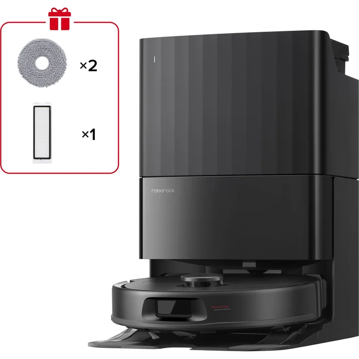 Roborock Qrevo S ProX Black, Saug- und Wischroboter mit 18.500 Pa HyperForce-Saugkraft, All-in-One-Station und automatischer Moppwäsche