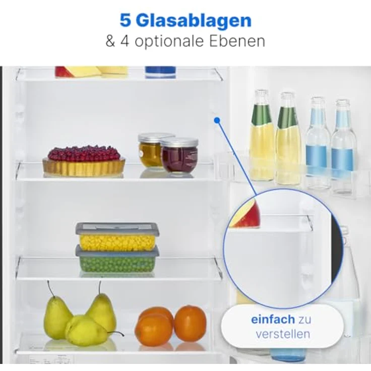 Bomann VS 7363 inox, Kühlschrank ohne Gefrierfach, 242L, 5 Ablagen, leiser Getränkekühlschrank, Temperaturbereich 0° - 8°C – Bild 3