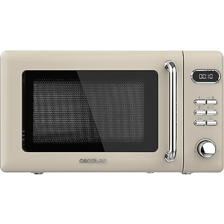 Cecotec Proclean 5110 Digitale Mikrowelle mit Grill, 20 l, Retro-Beige, 700 W in 5 Stufen, Timer bis zu 60 Minuten, 8 Programme und Auftaumodus, Vintage-Design in Beige