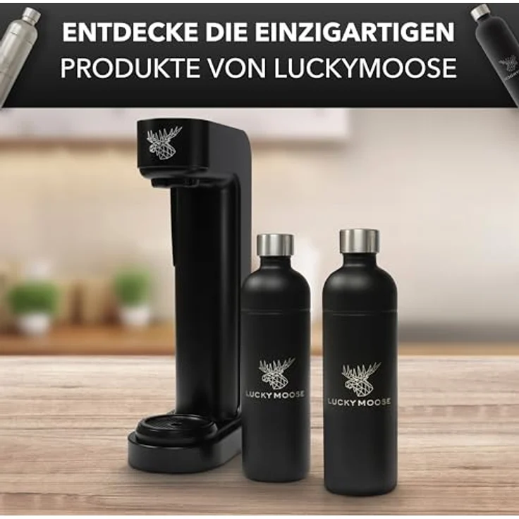Luckymoose® Infinity Wassersprudler mit 2x 1,25L Edelstahlflaschen - CO2 sparen dank Stopp-Automatik - Wasser Sprudler – Bild 7