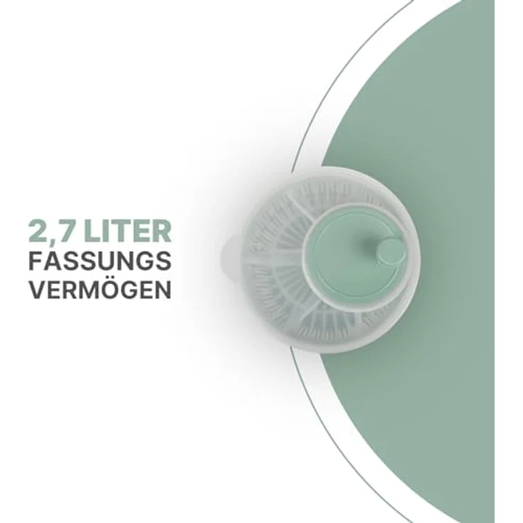 Pro Home Salatschleuder (2,7 Liter, Ø20cm) BPA-frei, 3in1 - Schleuder, Sieb und Salatschüssel, 3D Kurbel - grün – Bild 2