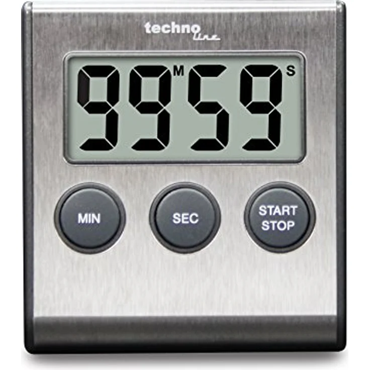Technoline KT200 - klassischer, digitaler Kurzzeitwecker, Küchenuhr, Eieruhr, hochwertiges Edelstahlgehäuse, silber, 6.4 x 1.8 x 7.0 cm – Bild 3