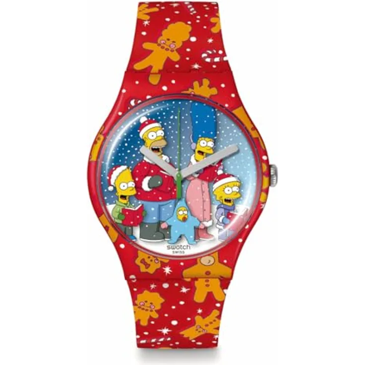 Swatch Armbanduhr für The Simpsons New Gent SUOZ361 Wondrous Winter Wonderland Armband