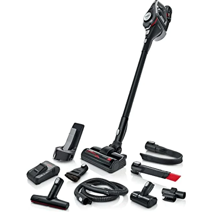 Bosch Akku-Staubsauger Unlimited 8 BSS825MULT, kabellos, HEPA-Filtersystem, 10 Jahre Motorgarantie, hohe Saugkraft, lange Laufzeit, austauschbarer 5.0 Ah Akku, Schnellladegerät, Mini-Turbo-Düse, grau – Bild 1
