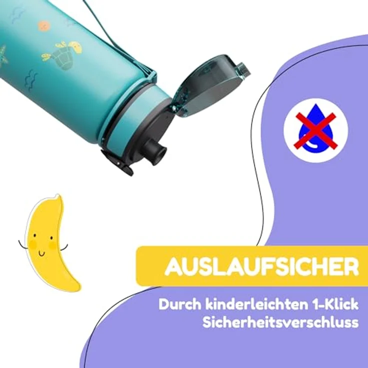 Klarstein Schmatzfatz Trinkflasche, 500 ml Kinderflasche mit auslaufsicherem Verschluss und Fruchtaufsatz für Schule und Outdoor, BPA-frei – Bild 2