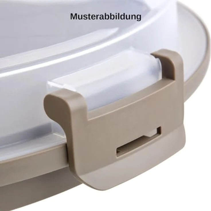 Engelland Runde Kuchen-Transportbox mit Griff, Deckel und 4-fach Klick-Verschluss, Farbe: Rosa-Weiß, Ø 36,50 cm x H 17,50 cm, BPA-frei, Torten-haube, Stückeinteilungshilfe – Bild 5