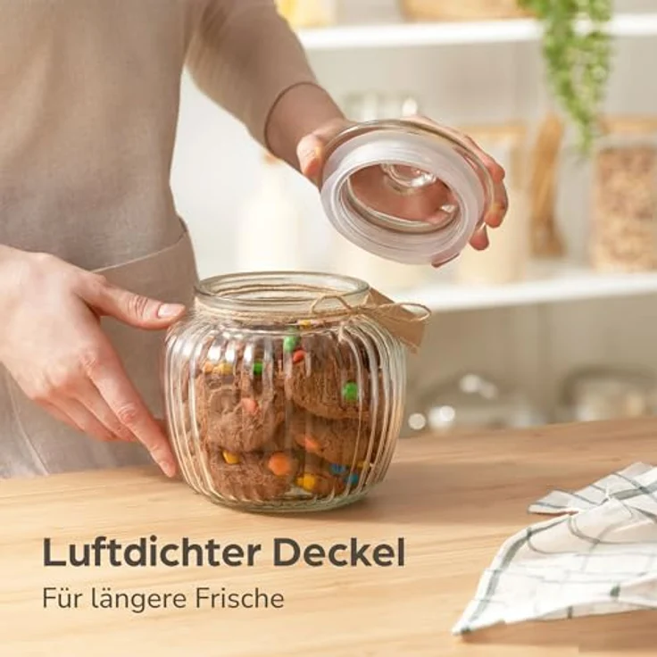 Praknu Candy Bar Gläser Groß 1,5 L Vintage Bonbonglas - Luftdicht & Spülmaschinenfest - Set mit 4 Gläsern & Etiketten – Bild 3