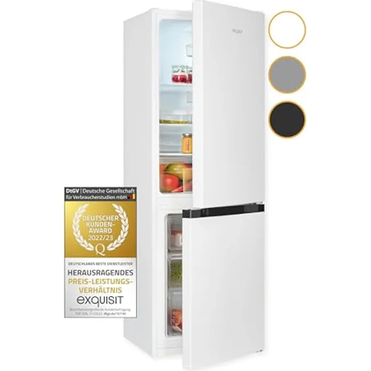 Exquisit Kühl-Gefrierkombination KGC231-60-E-050C weiss | 157 l Nutzinhalt | Schnellkühlen | Alarm | 4* Gefrieren