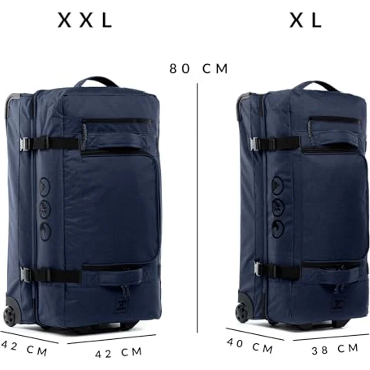 SONS OF ALOHA XXL Reisetasche mit 2 Rollen Kane Rollkoffer 80 cm Koffer Sporttasche Reise-Trolley 140 Liter - recyceltes Meeresplastik - wasserabweisend, Ocean-blau – Bild 4