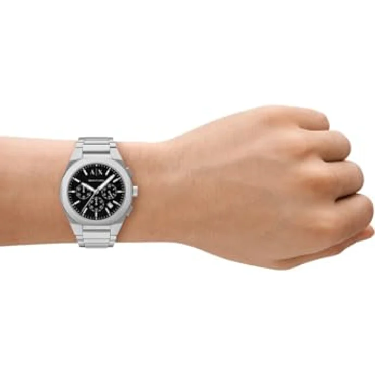 Armani Exchange AX4186, Chronograph Edelstahl Herrenuhr mit schwarzem Ziffernblatt, silber, 42 mm – Bild 5