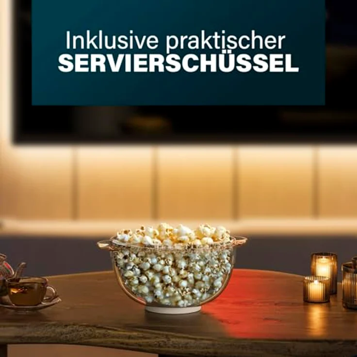 Princess Popcornmaschine 292980, 4,5 L mit motorisiertem Rührstab, Butter-Schmelzfach, transparentem Deckel und Servierschüssel, 450 W, kompakt und leicht zu reinigen – Bild 4