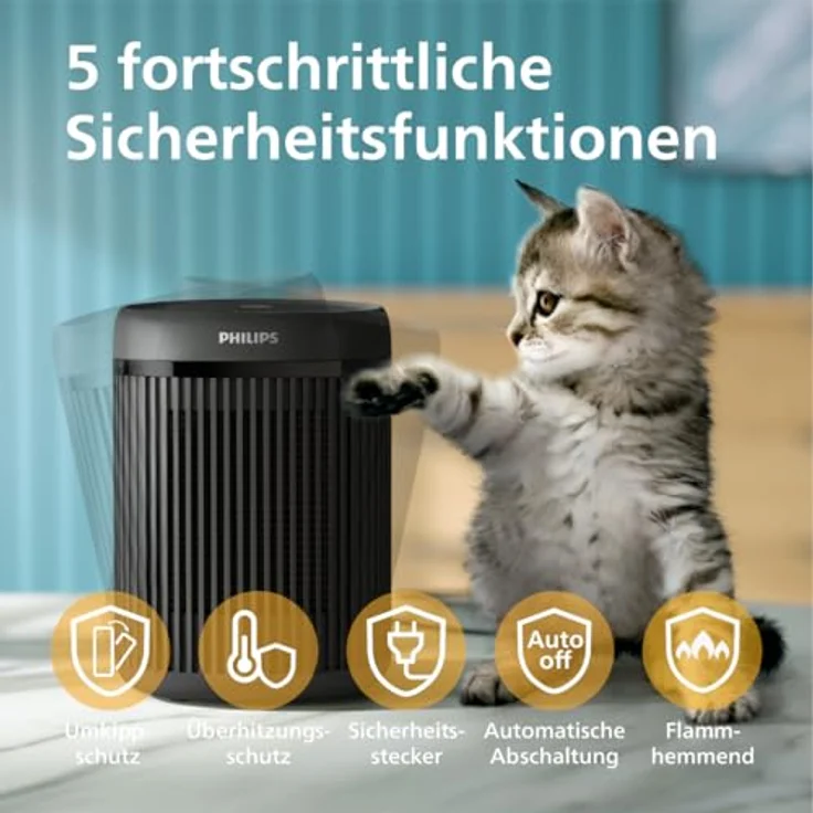 Philips Heizlüfter aus Keramik, Kompakt 2000 Series CX2120/01, 1500 W, schnelles Aufheizen in nur 2 Sekunden, extrem leise – Bild 5