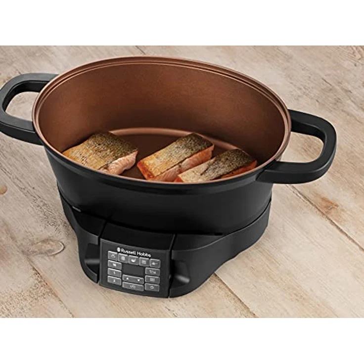 Russell Hobbs 28270-56 Good To Go Multikocher, 750W, 6,5 Liter, Timer, inkl. Dampfgarereinsatz, Warmhaltefunktion, Display, schwarz – Bild 4