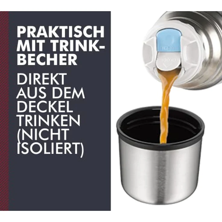 THERMOS 4019.205.100 Thermosflasche Light & Compact, Edelstahl mattiert 1,0 l, Spülmaschinenfest, 24 Stunen heiß, 24 Stunden kalt – Bild 4