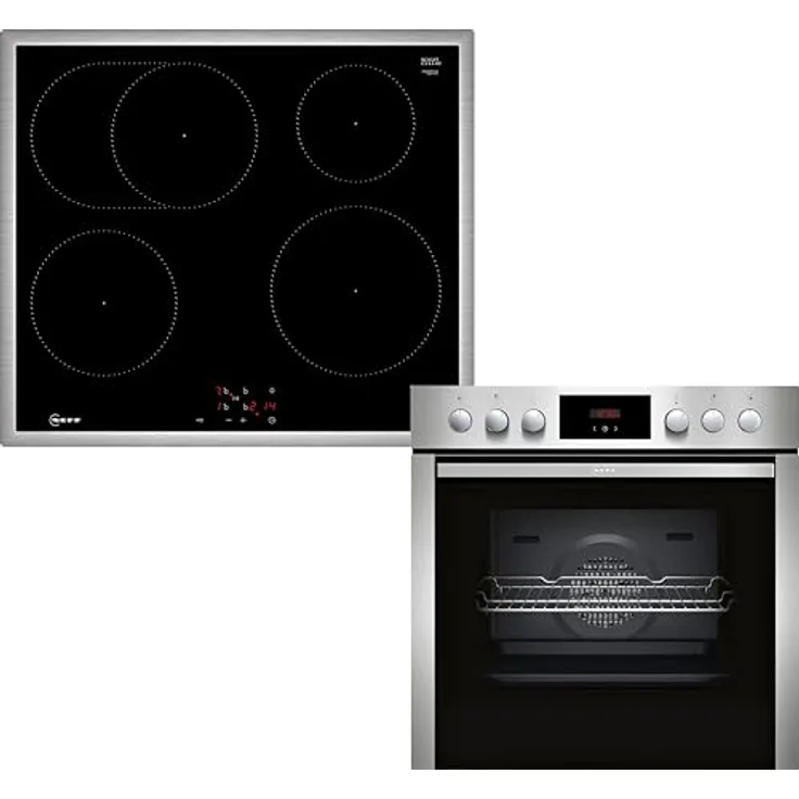 Neff Einbauherd-Set E1CCD2AN4 + M56SBF1L0, Induktionskochfeld EDX4I0, Edelstahl, 71 l, 7 Beheizungsarten, Powerstufe